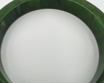 Bracelet En Bakélite Marbré Vert Foncé - Occasion Vintage