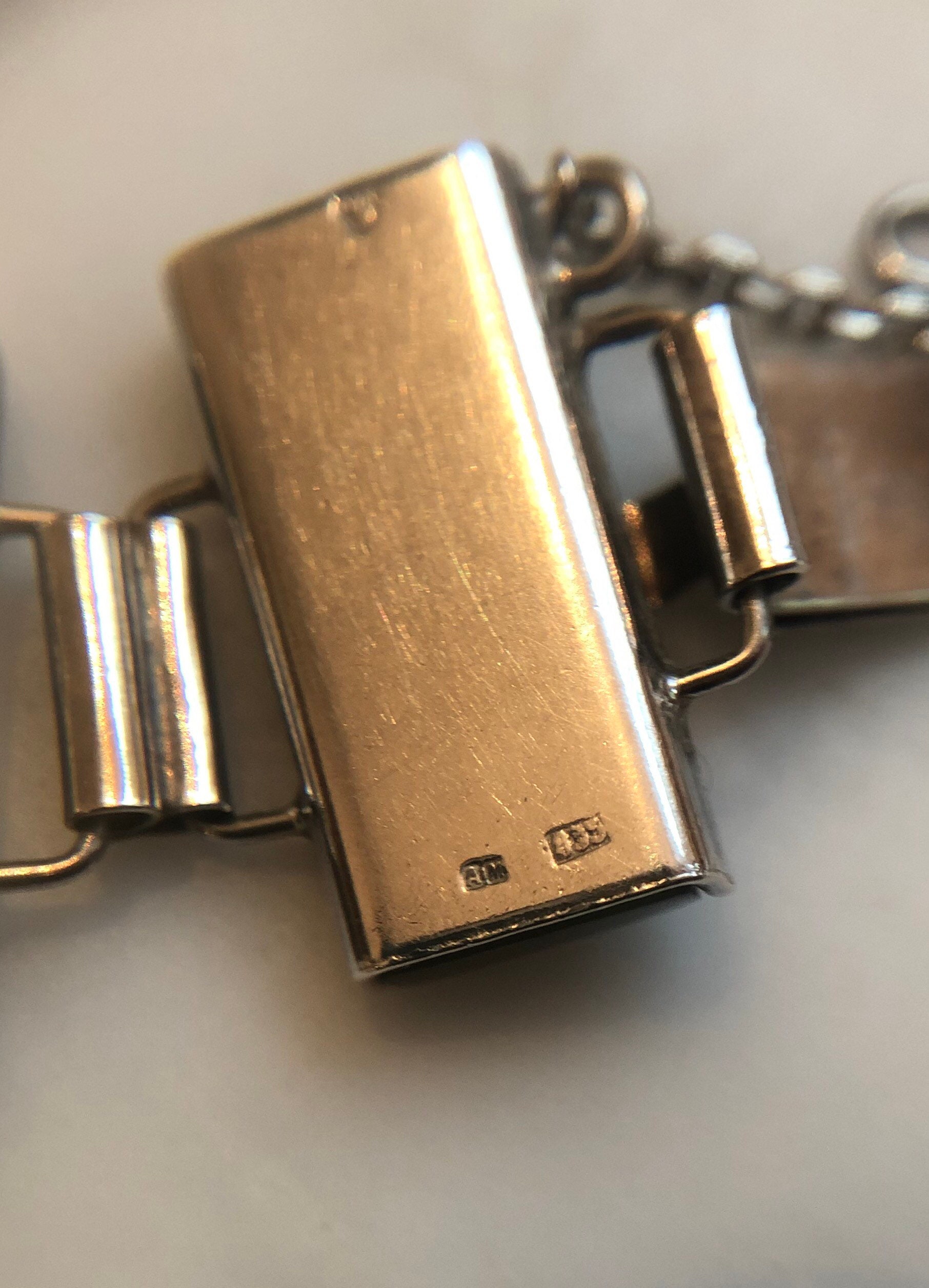 ヴィンテージオーストリア835シルバーとモスアゲートのモダニスト