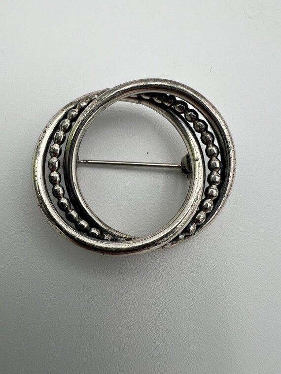 Vintage Beau sterling silver intertwined circles broochVintage