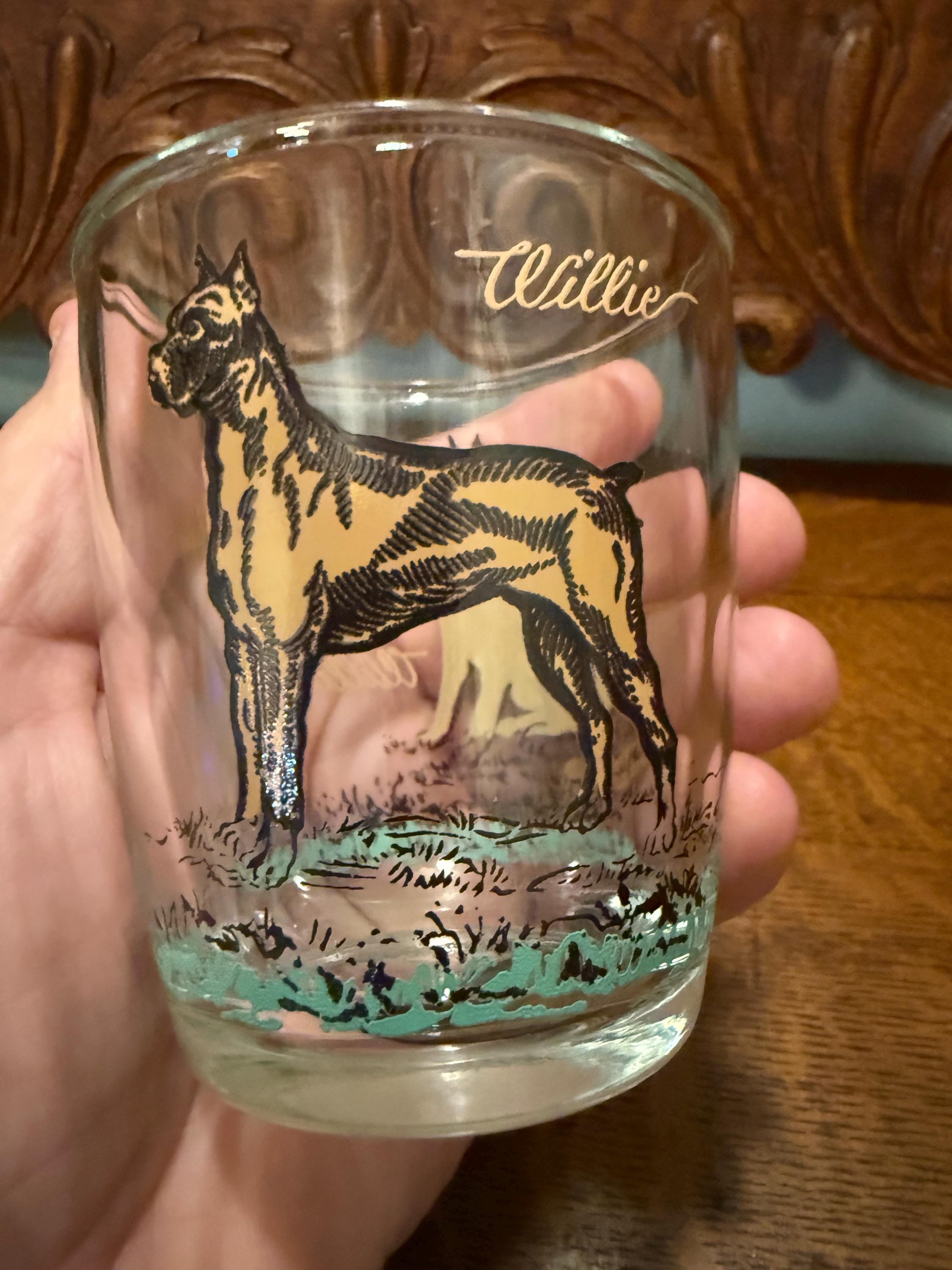 Vintage Hazel-atlas Willie the Boxer Glass – Collectible Dog
