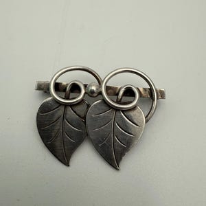 Vintage Georg Jensen sterling silver leaves brooch 109