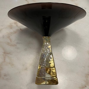 Willsea O’Brien signed art glass amethyst pedestal bowl