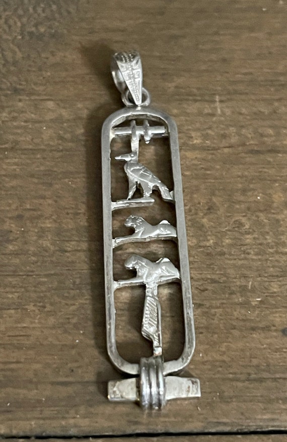 Vintage sterling silver Egyptian Cartouche pendant