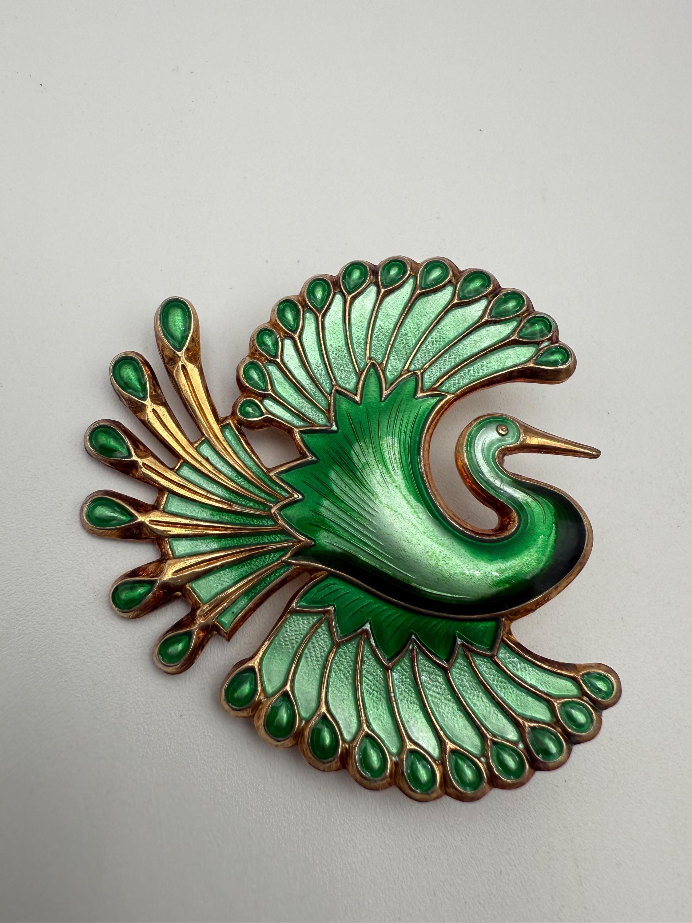 Vintage David Andersen Bird of Paradise Brooch Norway Sterling