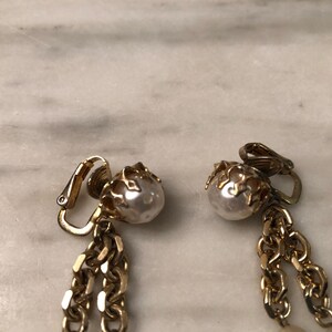 Vintage castlecliff rhinestone and pearl drop dangle earrings image 5