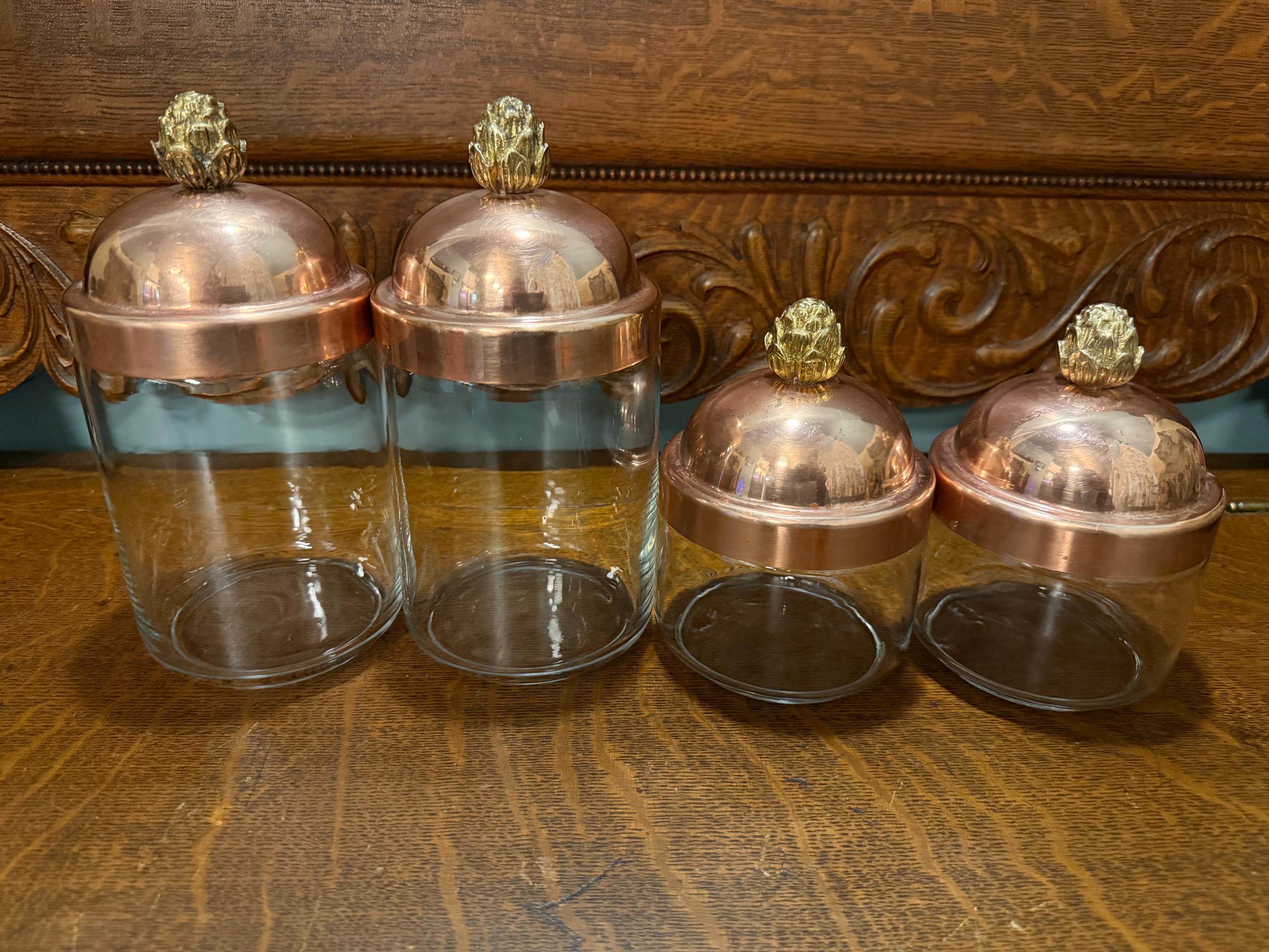 Ruffoni MADE IN ITALY Set of 4 Copper Artichoke Finial Lid
