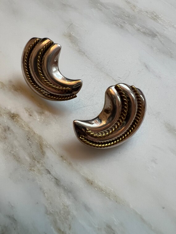 Vintage sterling silver Mexico pierced earrings wi