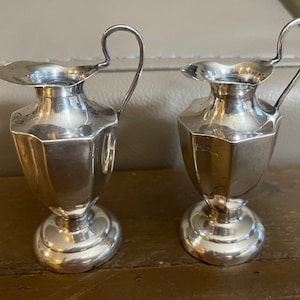 Vintage Mexican sterling silver pitcher or urn salt and pepper shakers
