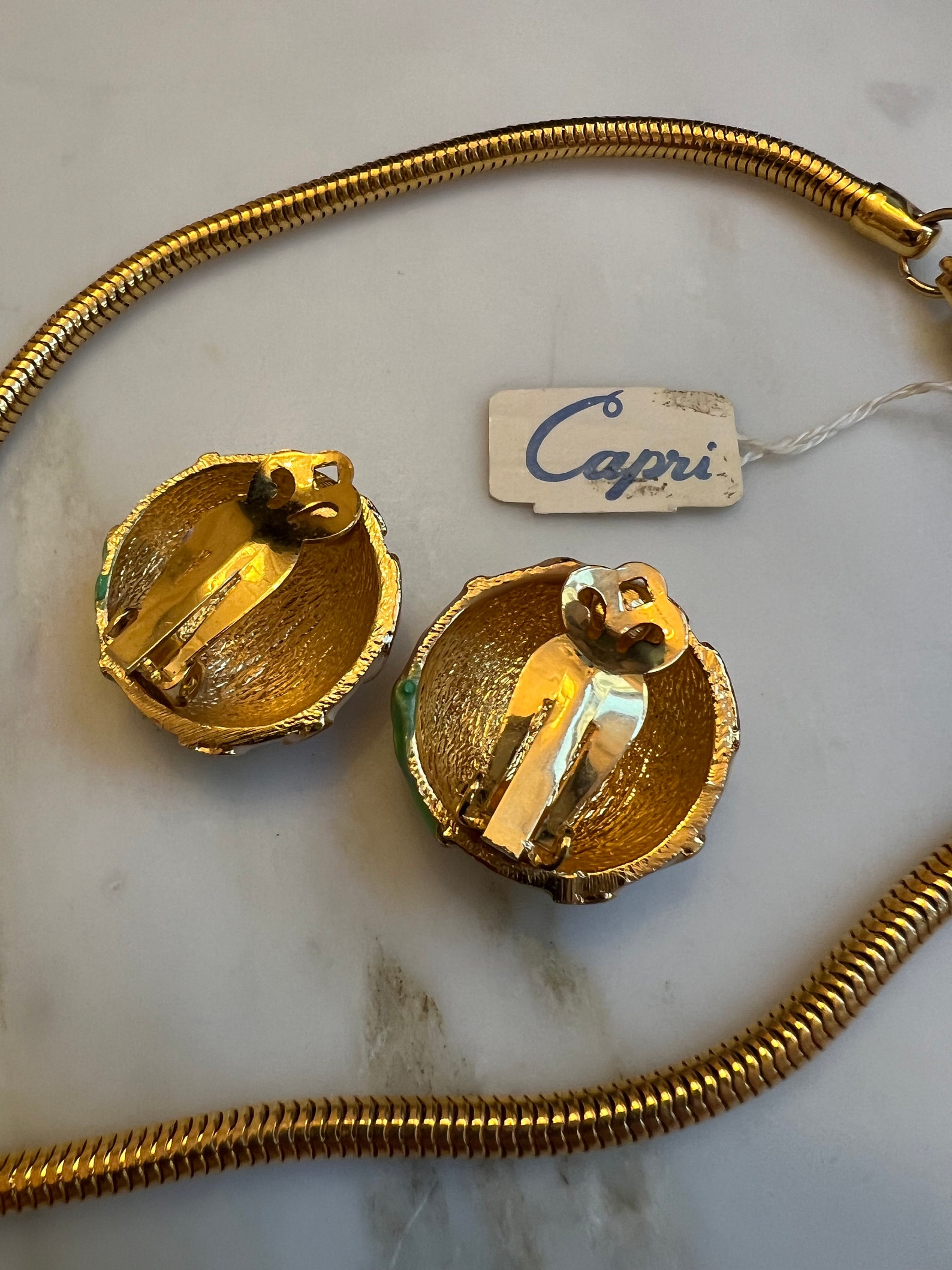 Vintage Unsigned Capri Pastel Enamel Pendant Necklace and ...