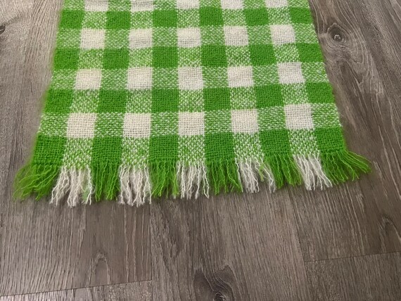 Vintage oversized lime green and white mohair sca… - image 2