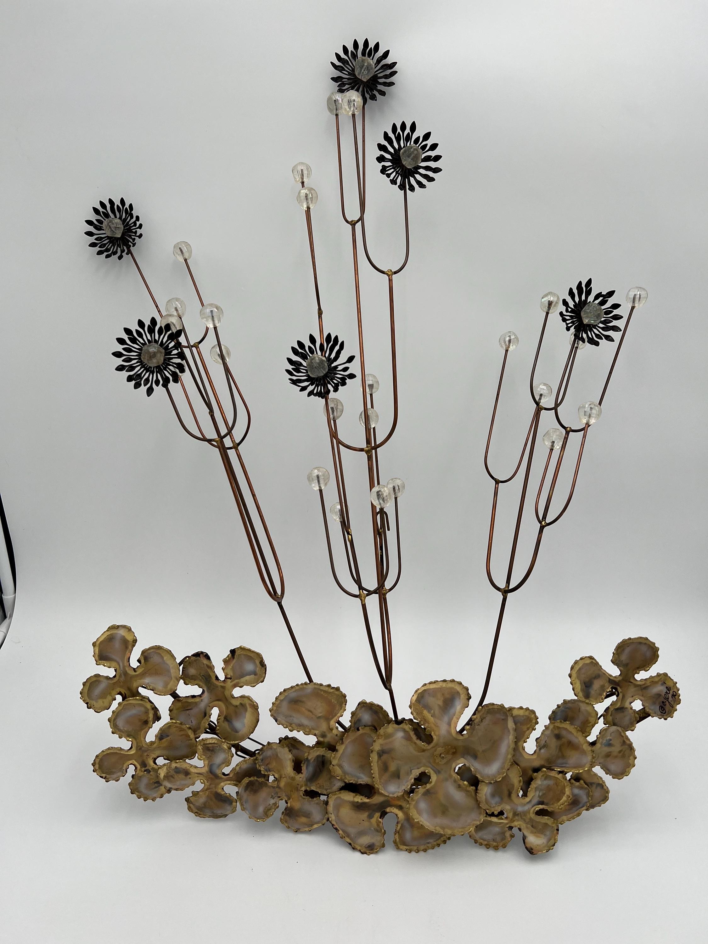 Mid-Century Modern C Jere Style Brass/Copper Metal Wall Art
