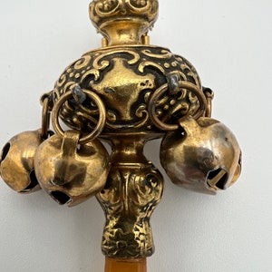 Antique Victorian Revival Brass Fur Clip Rattle With Whistle and ...