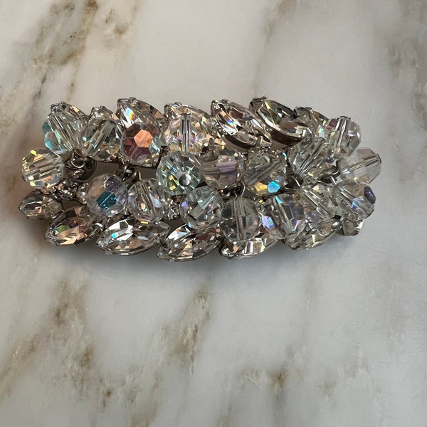 Vintage Juliana style navette rhinestone cha cha aurora borealis brooch