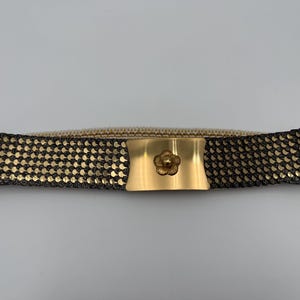 St John Jeweled‎ Buckle Metallic Gold Leather Belt, 36\
