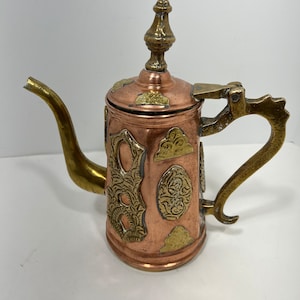Vintage copper and brass coffee pot