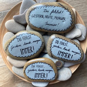 Grief & Loss &#39;You are missed, today, tomorrow, yesterday, always&#39; - hand-painted, acrylic on stone, memorial stone, natural stone, decorative stone - Art.No.: S070