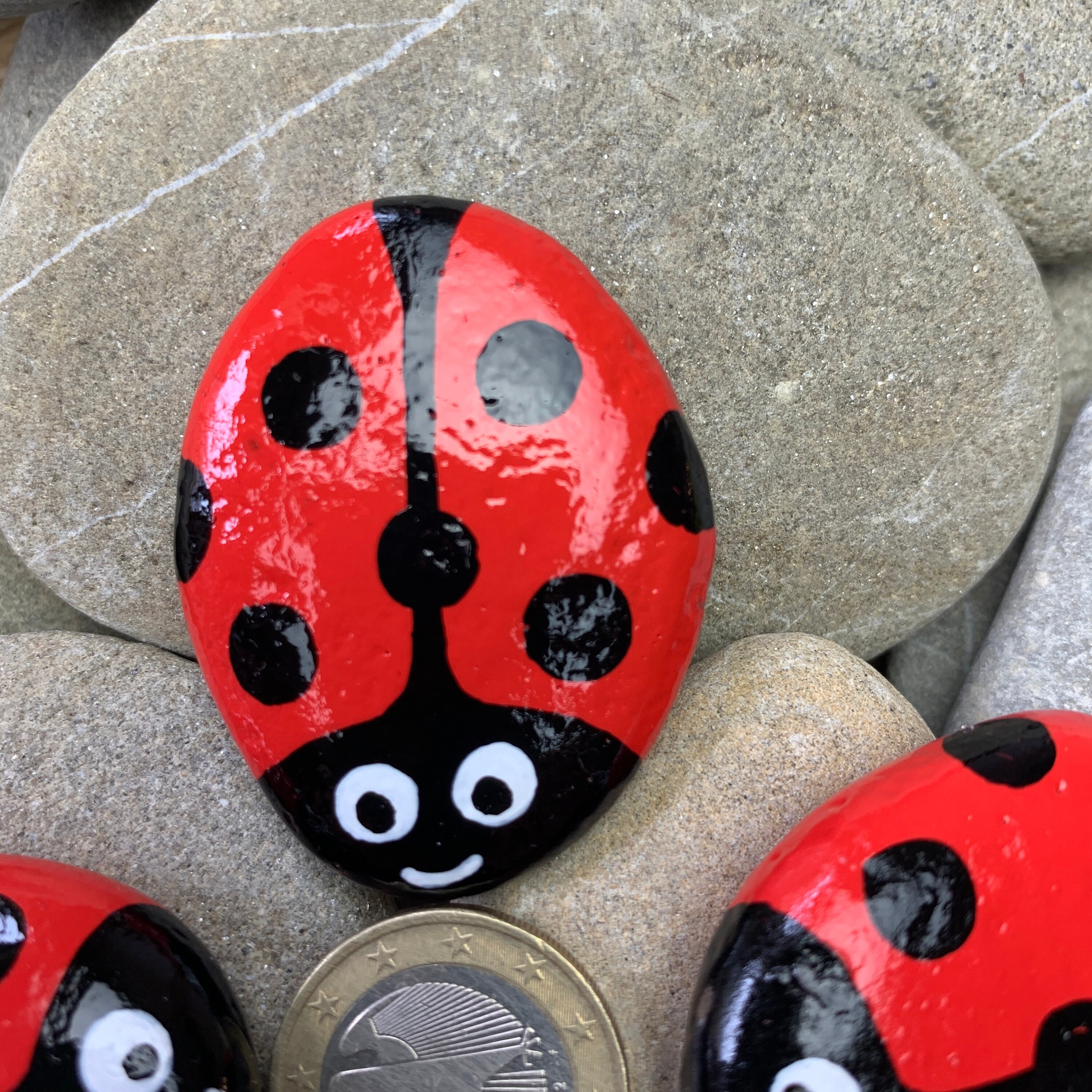 Bemalte Steine Glückskäfer 6 Marienkäfer handbemalt Acryl | Etsy