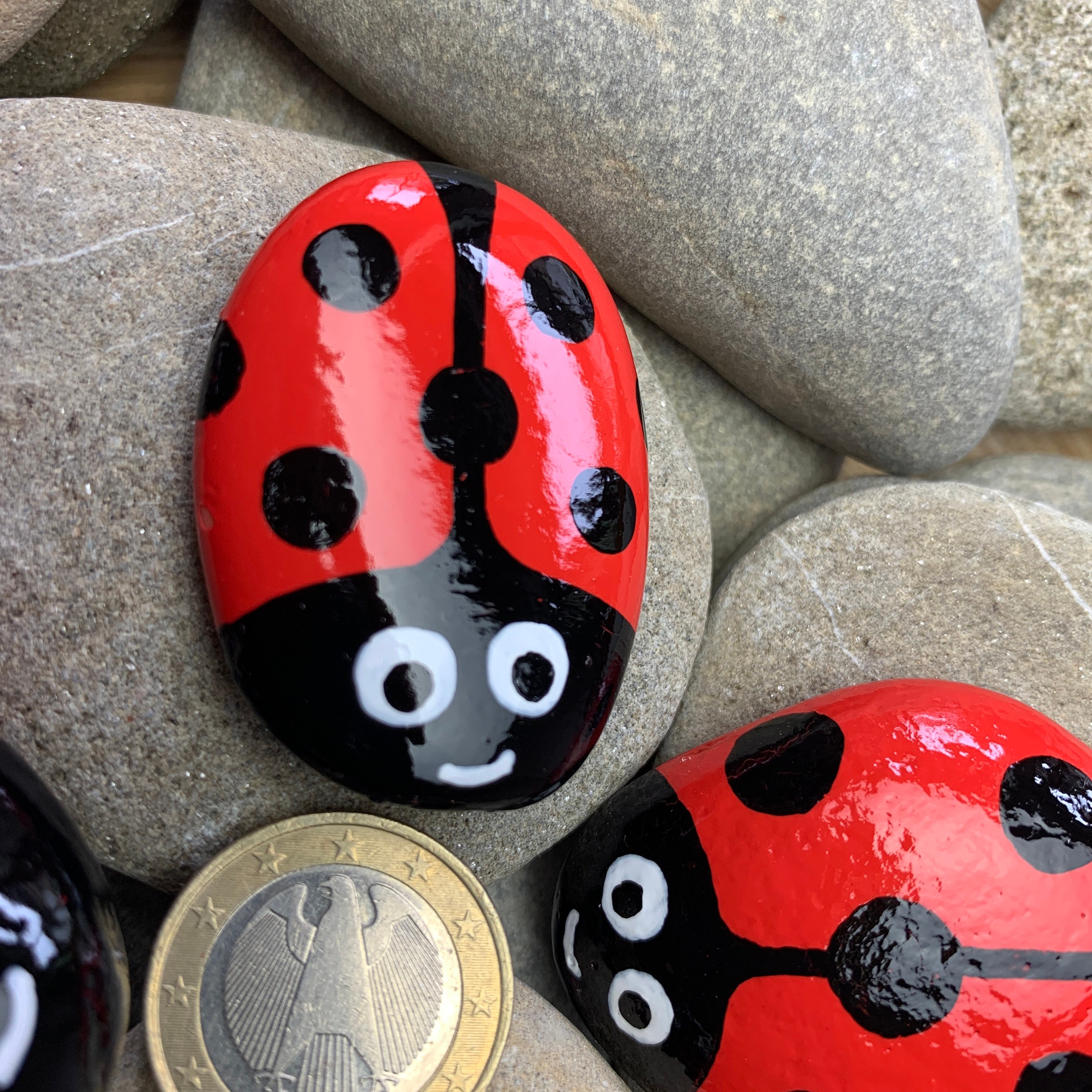 Bemalte Steine Glückskäfer 7 Marienkäfer handbemalt Acryl | Etsy