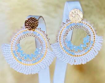 The Bianca Statement Beaded Hoop Drop Earrings