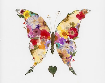 Pressed Flower Butterfly Print: Botanical Wall Art, 8x10 Unframed