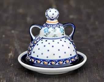 Cheese/butter lady. Handmade polish pottery