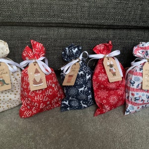Christmas gift bags-reusable gift bags-cotton gift bags-made in UK