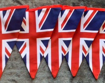 Cotton Fabric Bunting - Union Jack Bunting - Double Sided -Olympics Bunting- Eurovision Bunting - Street Party - UK