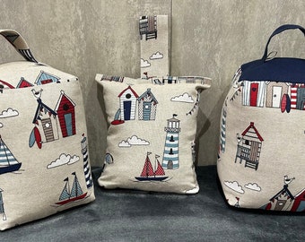 Beach Hut Fabric Doorstops-Filled Or Unfilled-Made in UK