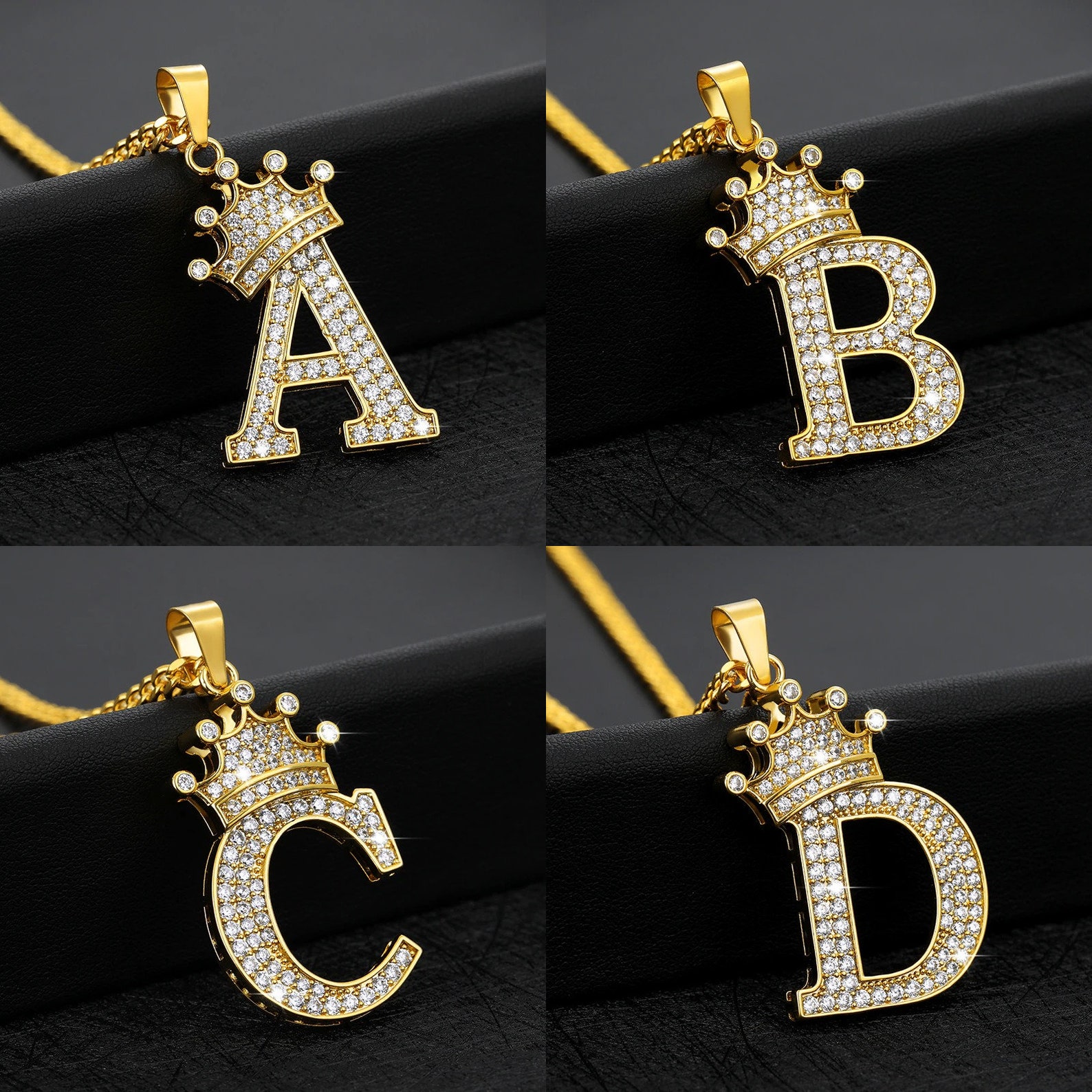 AZ Zircon Gold Custom Letter Pendant Alphabet AZ Chain Name Etsy