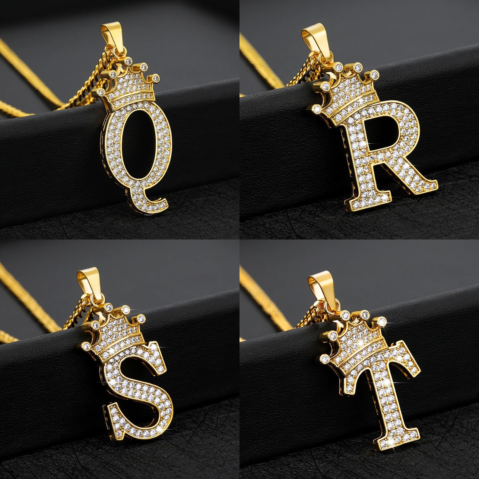AZ Zircon Gold Custom Letter Pendant Alphabet AZ Chain Name Etsy