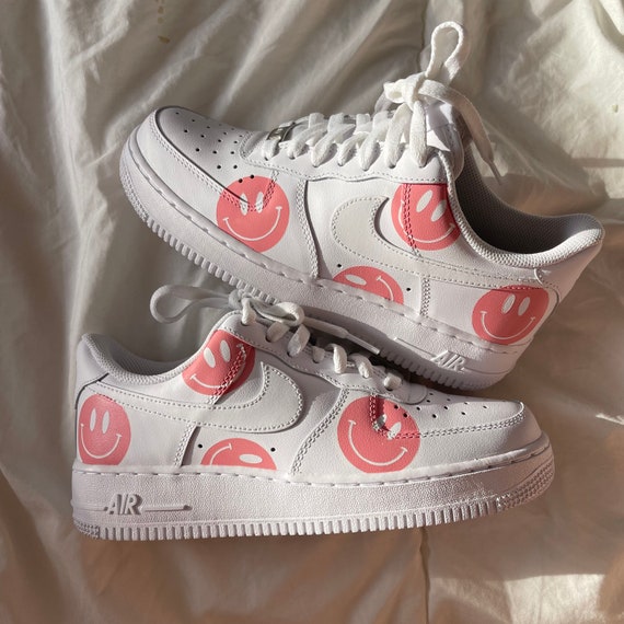 Pink Smiley Face Custom Nike Air Force 1 - Etsy