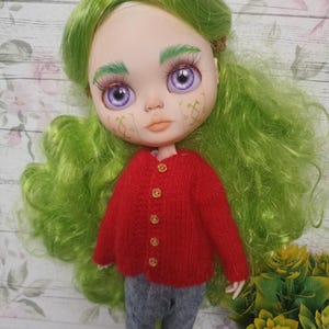 Red cardigan for Blythe / clothes for Blythe / Blythe outfit / Blythe doll