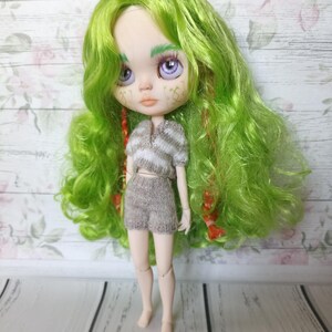 Knitted clothes for Blythe. T-shirt and shorts for Blythe. Blythe doll clothes.