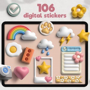 3D Puffy Planner Stickers | Weather, Mood, Precropped (Digital Download)