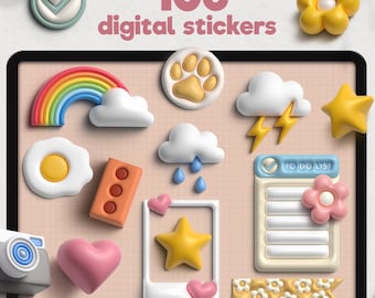 Pegatinas 3D con relieve para agenda / Clima, estado de ánimo, precortadas (descarga digital)