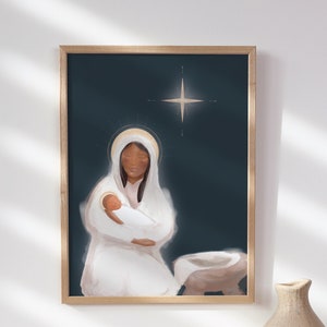 Mary and Baby Jesus | Nativity Scene Blue