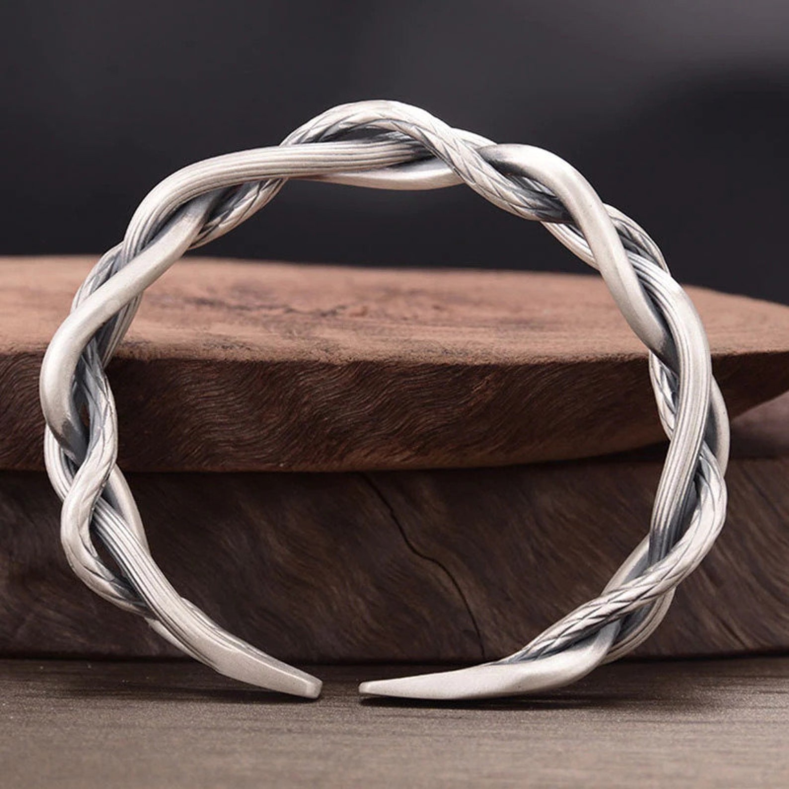 Silver Retro Threestrand Twist Bracelet Light Luxury Etsy