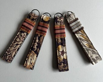 William Morris fabric key ring