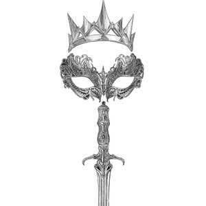 Disegno del tatuaggio Nesta / Acotar ispirato 2 opzioni tatuaggio / maschera con spada corona / disegno a righe arte stampabile