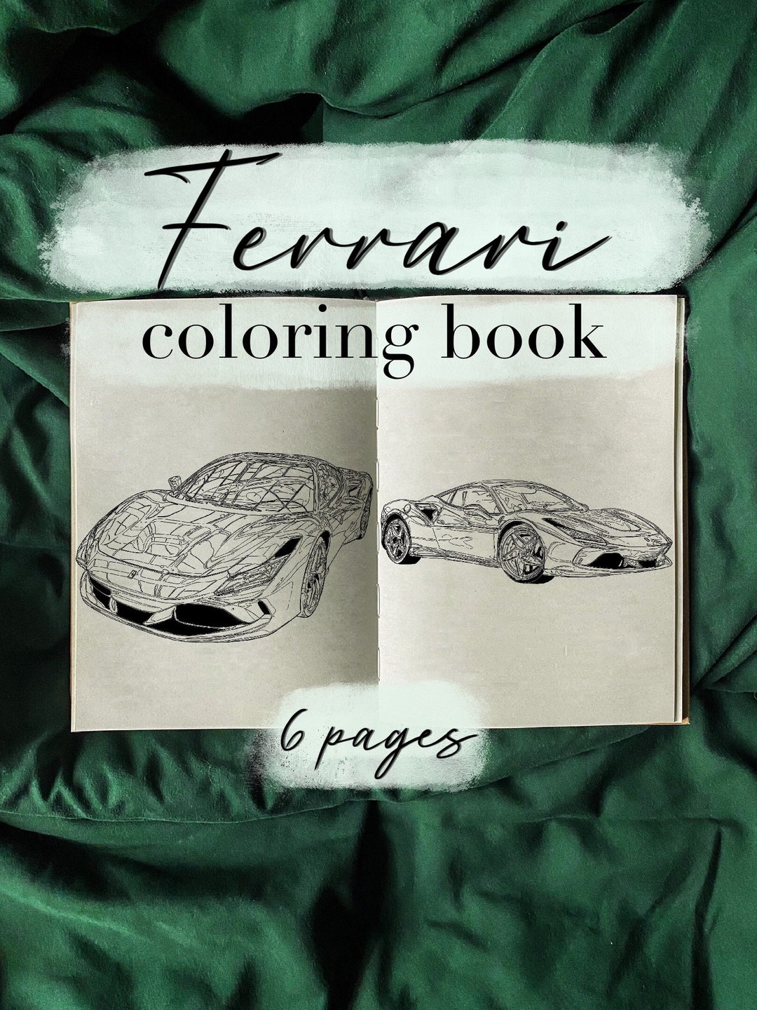 Ferrari Car Coloring Book / Pages 6 Pages Children/ Adult Colouring ...