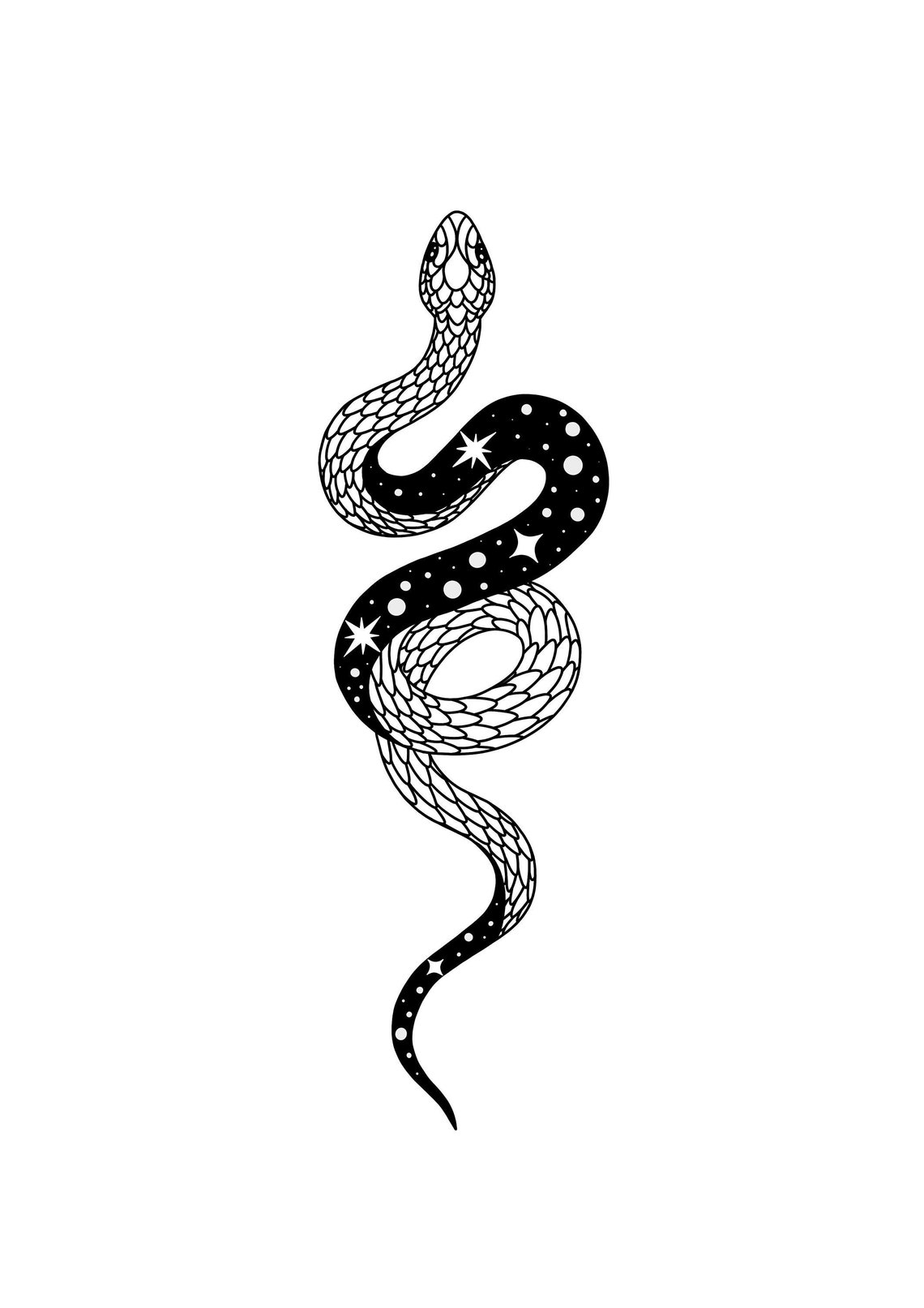 Tattoo Design Snake Minimalistic Snake Lined Drawing - Etsy