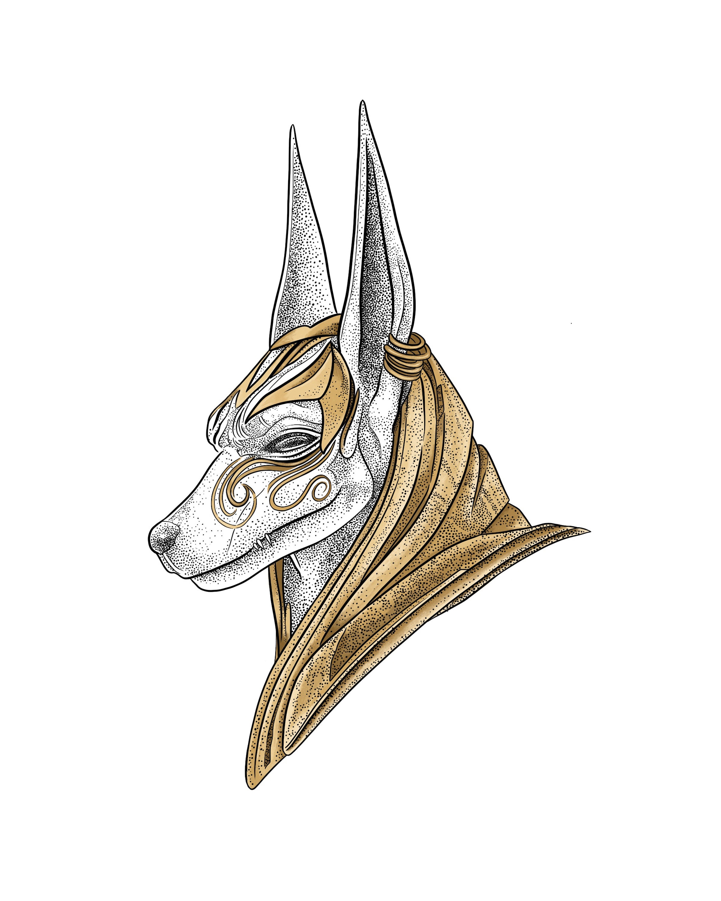 Tattoo Design Anubis Egyptian God of Death Gold Details Minimalistic Anubis  Lined Drawing Printable Art - Etsy