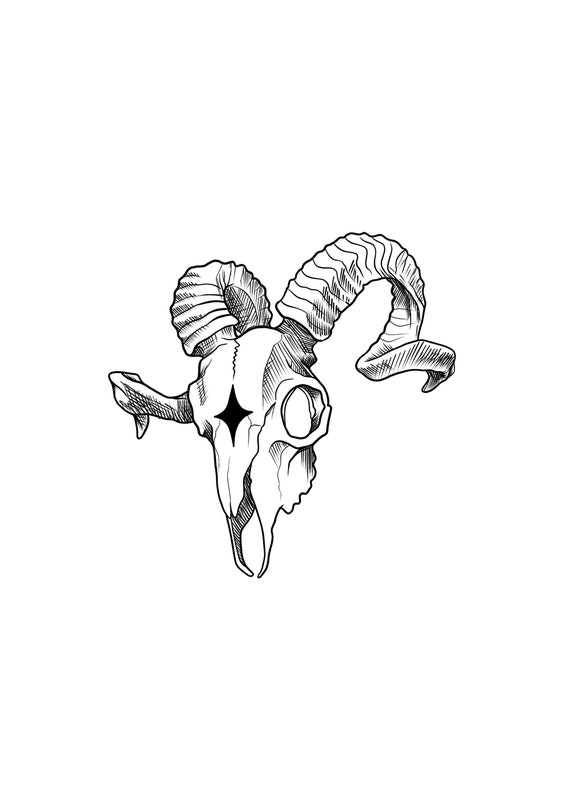 Buy Tattoo Design Aries Ram Minimalistic Lined Drawing Printable Online in India - Etsy