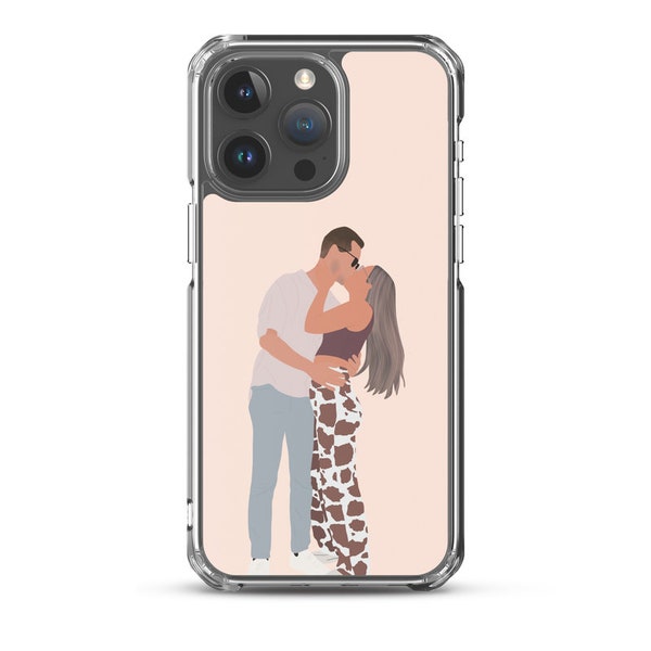 Étui pour photo de famille avec portrait sans visage dessin animé personnalisé, étui pour iPhone de famille numérique personnalisé, étui pour téléphone portrait numérique, étui avec photo