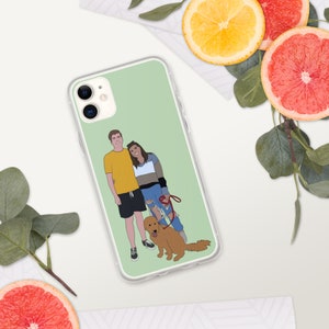 Custom Detailed Face Cartoon Portrait Family Photo iPhone Case, Personalized Digital Family iPhone Case, Digital Portrait Phone Case, Photo