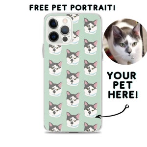 Custom Pet Portrait Phone Case, painting from Photo for iPhone 11, iPhone 12, iPhone 13, iphone SE, XS, Samsung