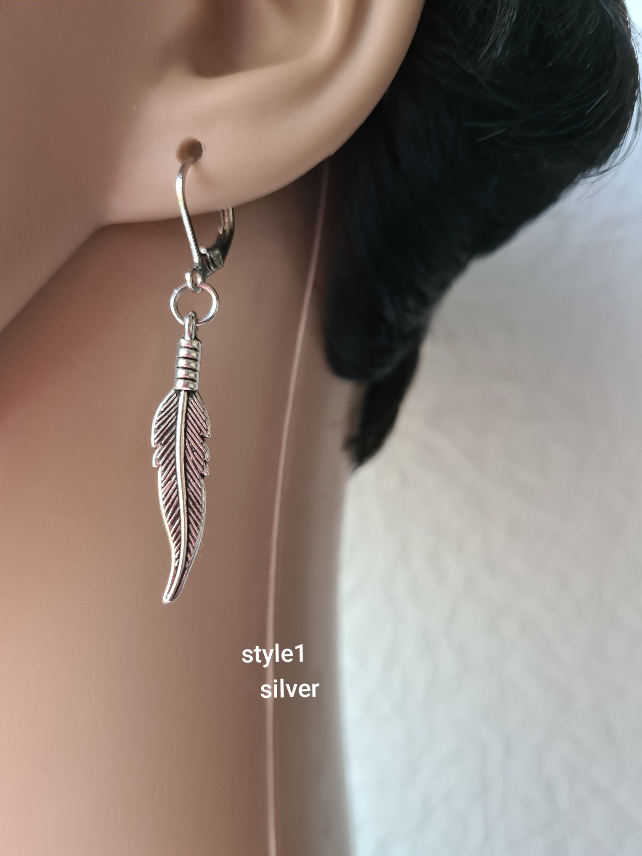 Single Feather Earring, Feather Dangle, Men Earring, Symbolic Meaning