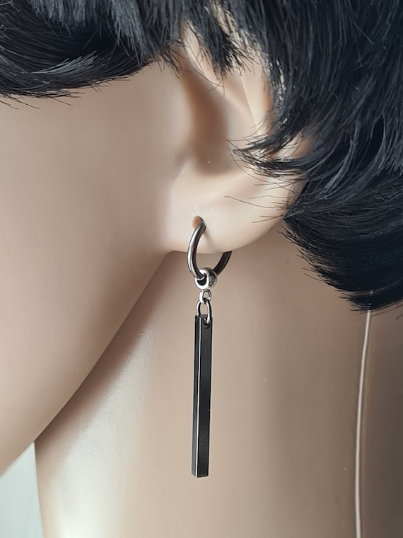 One Clip-on Stick Dangle Stick Earring Male Stick Dangle Stick Long Earring  Men Stick Earring Unisex Long Stick Dangle Bar Dangle Gun Stick 