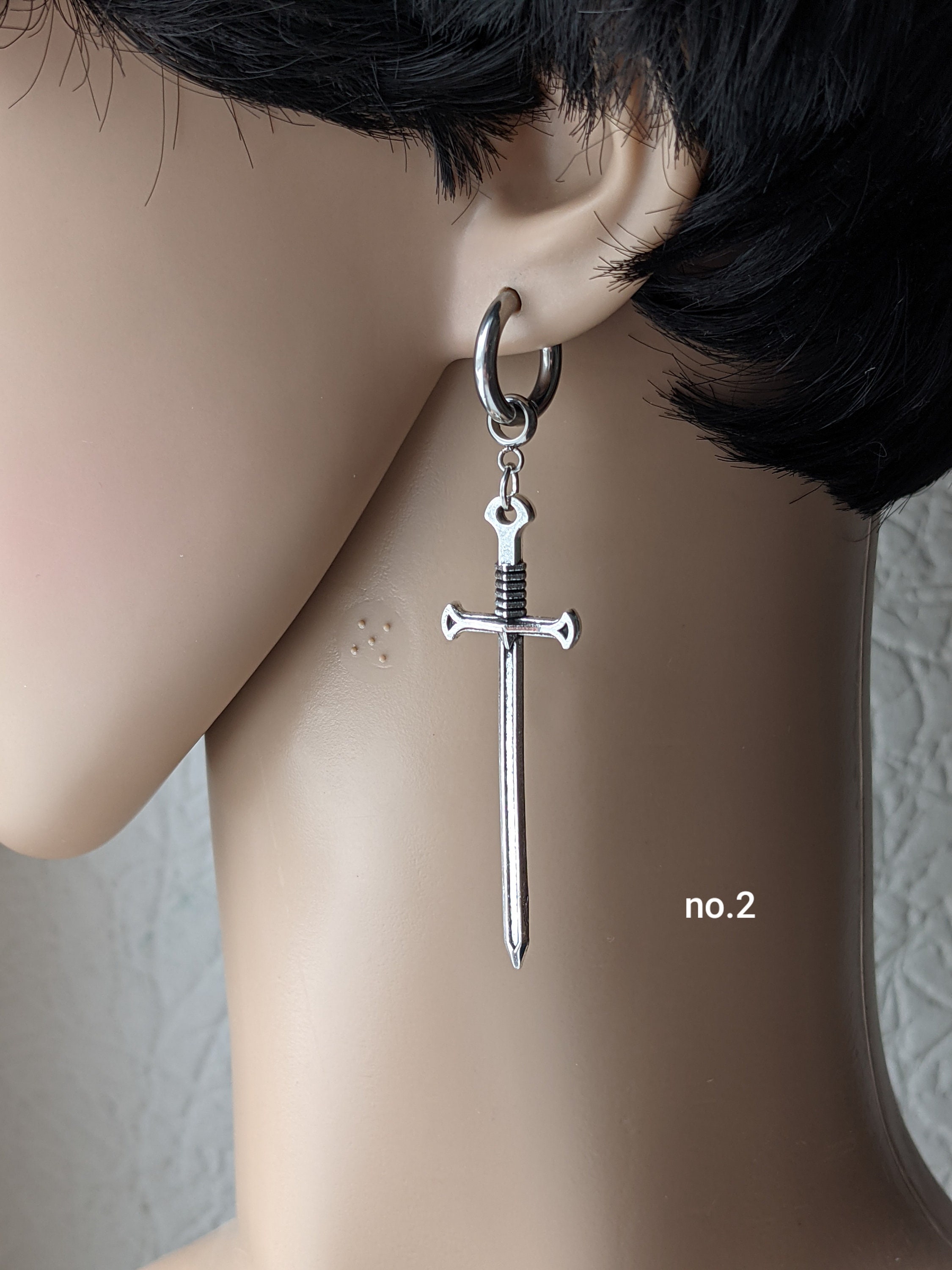 Clipon Sword Earring, Weapon Earring, Men Accessories, Boyfriend Gift