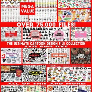 Complete Cartoon file Collection.Over 81,000 Files! largest file bundle around! diz DXF SVG PNG cricut